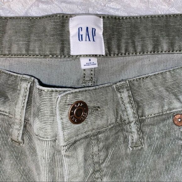Gap frayed hem stretch corduroy moss green size 8 - Picture 3 of 7